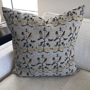 Bo and An Studio Elegant Greige and Mustard Patterned Throw Pillow Cover 20”x20”